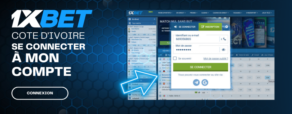 Connexion 1xBet en Côte d'Ivoire