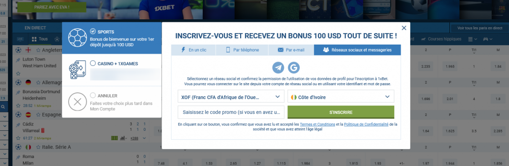 Créer un compte via les réseaux sociaux